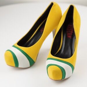 Green And Gold Platform High Heels Herstar Size 7 Womens Green Bay Packers Theme